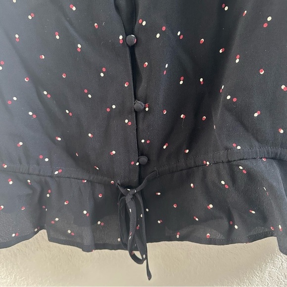 Rails Beaux Blouse Black Offset Dot Button Front Top - Picture 6 of 9